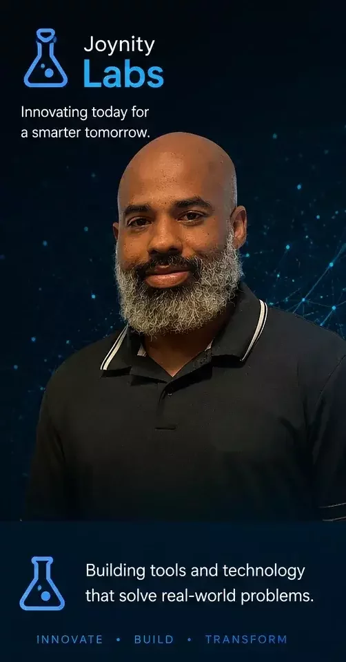 Joynity Labs founder portrait and brand message